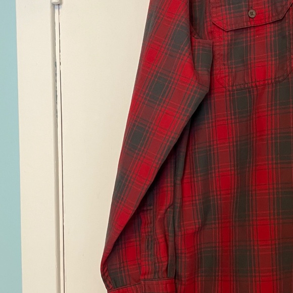 Men’s Eddie Bauer Shirt Workshirt Shacket Unlined Red Grey L - Picture 8 of 8